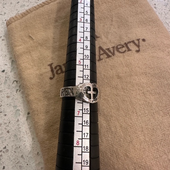 Retired James Avery Hammered Cross Heart Ring - Picture 2 of 3